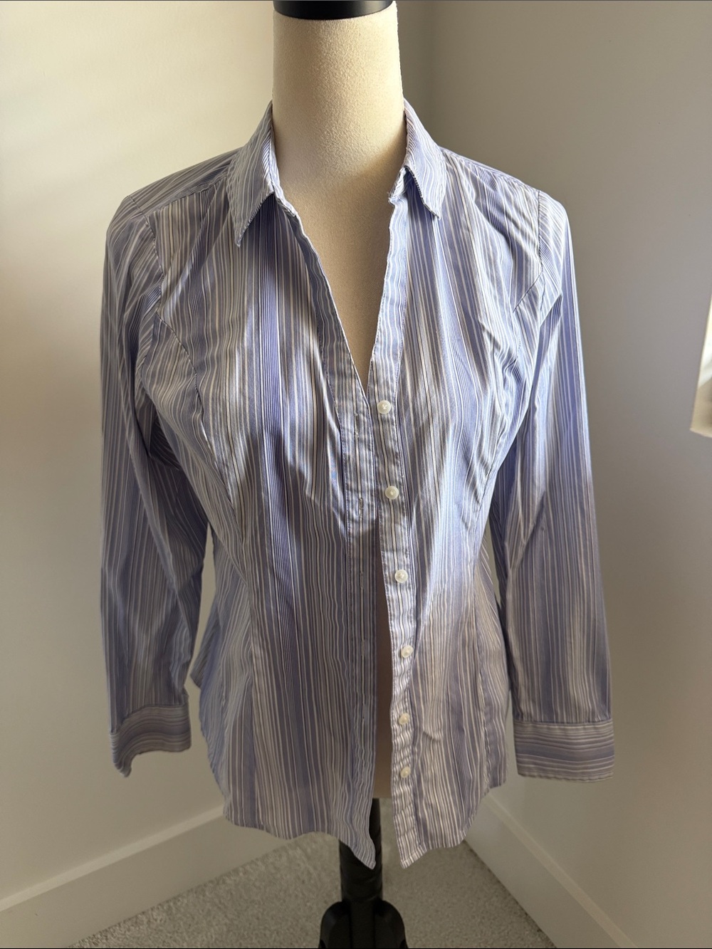 Blue Striped Women's Button-Up Shirt